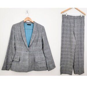 The Row Houndstooth Plaid Cashmere Linen Blazer and Pants Suit Set 10